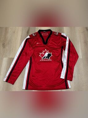 Nike Red and White Canada Hockey Jersey